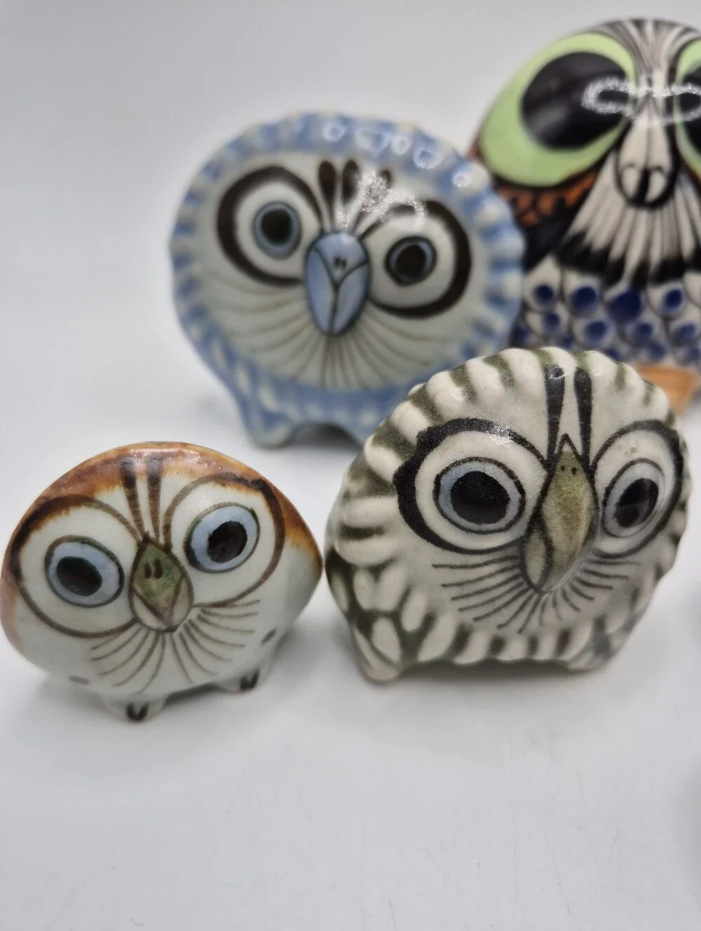 Hand-Painted Tonala Ken Edwards Signed Ceramic Owl Figurine Collection Mexico - Picture 4 of 16